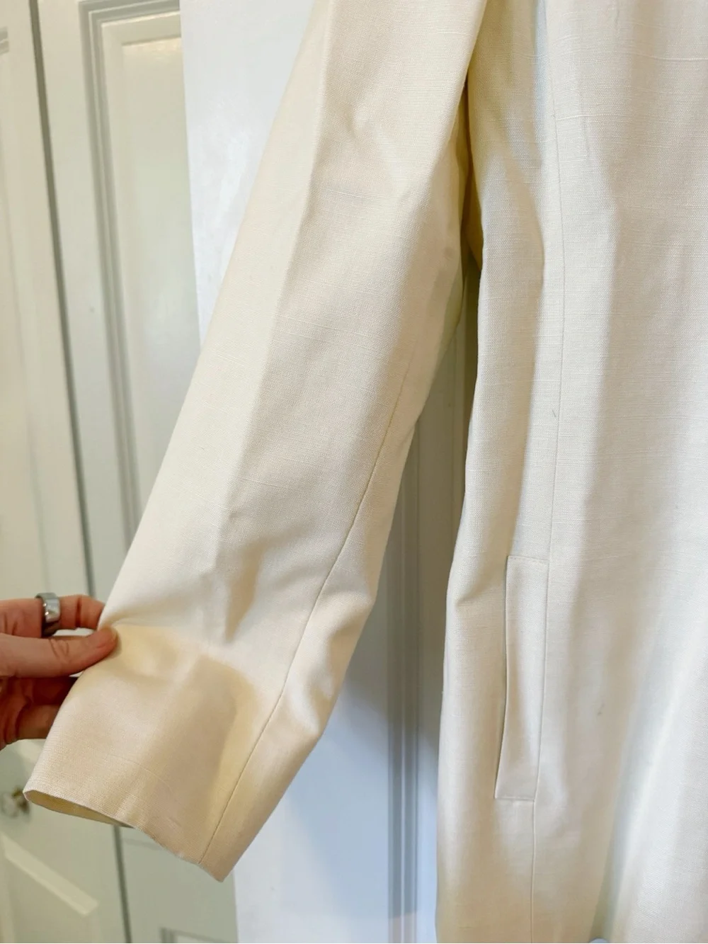 Christian Dior The Suit Cream Collarless Button Jacket - Vintage 10, Modern 6/8